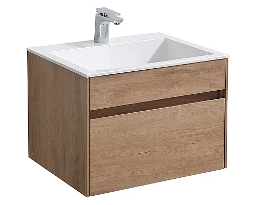Заказать Тумба с раковиной натуральный дуб 60 см Vincea Chiara VMC-2C600NO + VCB-13600W в магазине сантехники Santeh-Crystal.ru