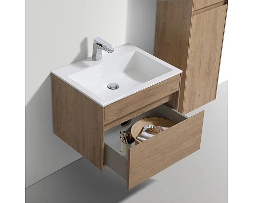 Заказать Тумба с раковиной натуральный дуб 60 см Vincea Chiara VMC-2C600NO + VCB-13600W в магазине сантехники Santeh-Crystal.ru