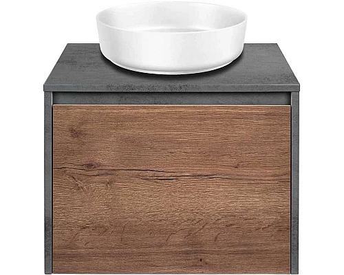 Купить Комплект мебели дуб табачный/бетон 60 см Vincea Mesa VMC-2MS600TB + VBS-104 + VLM-2N600+ в магазине сантехники Santeh-Crystal.ru
