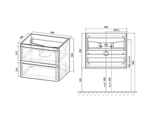 Купить Комплект мебели белый глянец 59,4 см Vincea Vico VMC-2V600GW + VCB-2VP600W + VLM-2A685 в магазине сантехники Santeh-Crystal.ru