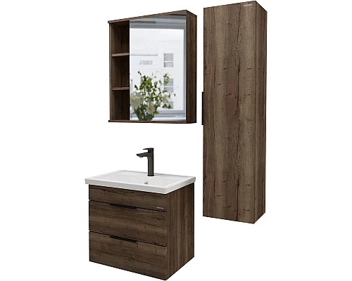 Заказать Тумба с раковиной темный дуб 71 см Grossman Форта 1070032 + 15840 в магазине сантехники Santeh-Crystal.ru