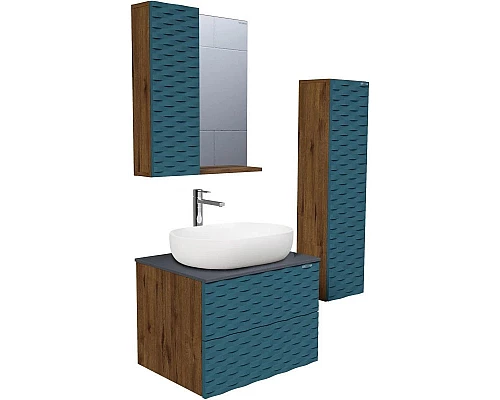 Приобрести Комплект мебели дуб веллингтон/бриз матовый 65 см Grossman Альба 106502 + GR-3015 + 206502 в магазине сантехники Santeh-Crystal.ru