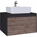 Тумба с раковиной дуб веллингтон/графит 70 см Grossman Смарт 107009 + GR-3017
