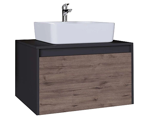 Приобрести Тумба с раковиной дуб веллингтон/графит 70 см Grossman Смарт 107009 + GR-3017 в магазине сантехники Santeh-Crystal.ru