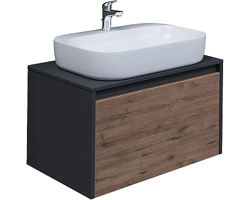 Купить Комплект мебели дуб веллингтон/графит 70 см Grossman Смарт 107009 + GR-3027 + 207005 в магазине сантехники Santeh-Crystal.ru