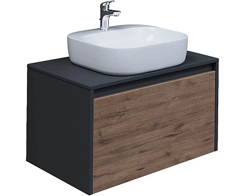 Купить Комплект мебели дуб веллингтон/графит 70 см Grossman Смарт 107009 + GR-3028 + 207005 в магазине сантехники Santeh-Crystal.ru