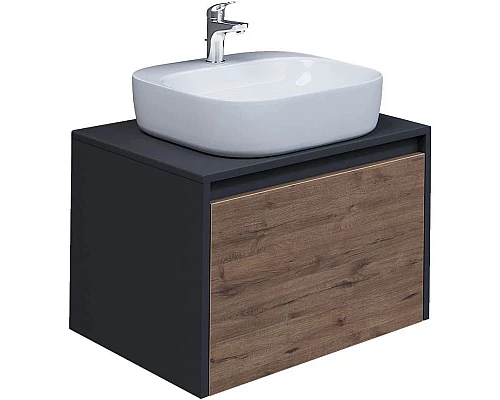 Приобрести Тумба с раковиной дуб веллингтон/графит 60 см Grossman Смарт 106009 + GR-3017 в магазине сантехники Santeh-Crystal.ru