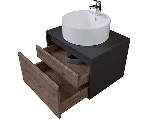 Заказать Комплект мебели дуб веллингтон/графит 60 см Grossman Смарт 106009 + GR-3012 + 206007 в магазине сантехники Santeh-Crystal.ru