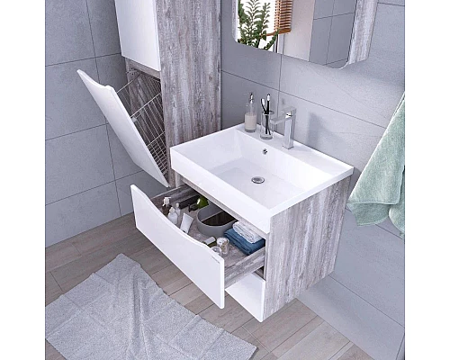 Купить Комплект мебели бетон пайн/белый глянец 70,1 см Grossman Талис 107011 + 4627173210171 + 207006 в магазине сантехники Santeh-Crystal.ru