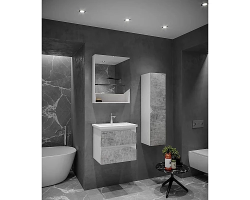 Приобрести Тумба с раковиной бетон/белый глянец 61 см Grossman Инлайн 106004 + 16413 в магазине сантехники Santeh-Crystal.ru