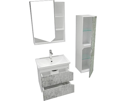 Приобрести Комплект мебели бетон/белый глянец 61 см Grossman Инлайн 106004 + 16413 + 206002 в магазине сантехники Santeh-Crystal.ru