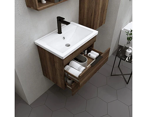 Купить Комплект мебели темный дуб 61 см Grossman Форта 1060052 + 16413 + 2060032 в магазине сантехники Santeh-Crystal.ru