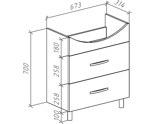 Заказать Тумба с раковиной белый глянец 70 см Bellezza Анкона 4639611110011 + 4690311008978 в магазине сантехники Santeh-Crystal.ru