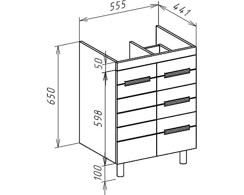 Купить Тумба с раковиной белый глянец 60 см 2 ящика Bellezza Сиена 4633909670010 + 4620000148562 в магазине сантехники Santeh-Crystal.ru