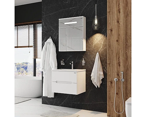 Купить Тумба белый глянец 58,4 см Onika Айленд 106114 в магазине сантехники Santeh-Crystal.ru