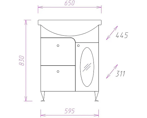 Заказать Тумба белый глянец 59,5 см Onika Кристи 106538 в магазине сантехники Santeh-Crystal.ru