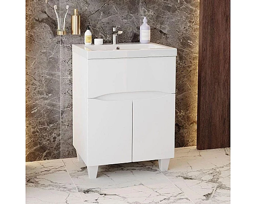 Приобрести Тумба белый глянец 57 см Onika Стрим 106144 в магазине сантехники Santeh-Crystal.ru