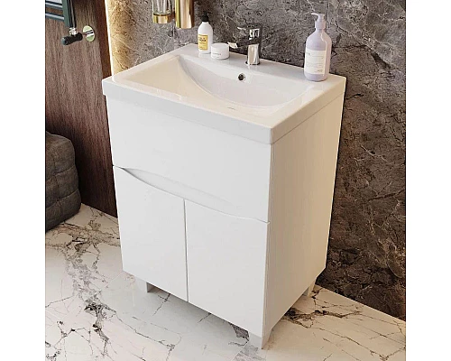 Приобрести Тумба белый глянец 57 см Onika Стрим 106144 в магазине сантехники Santeh-Crystal.ru