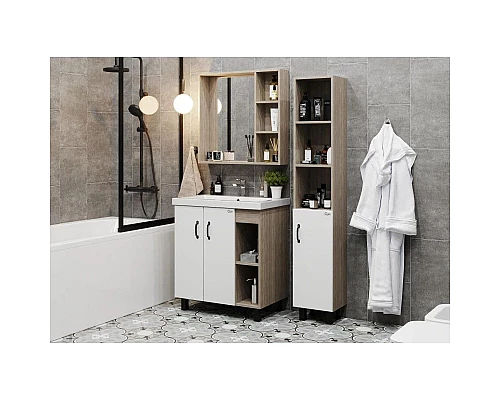 Купить Тумба дуб сонома/белый матовый 66 см Onika Тимбер 107056 в магазине сантехники Santeh-Crystal.ru