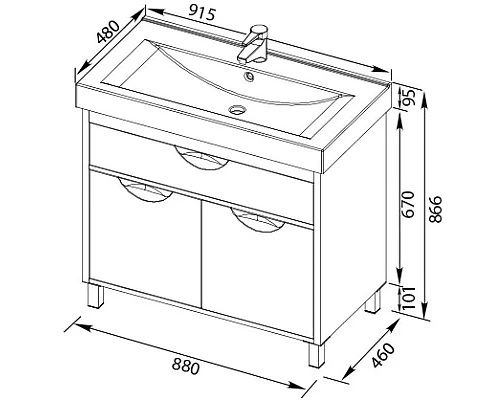 Приобрести Тумба белый/венге 88 см Aquanet Гретта 00177068 в магазине сантехники Santeh-Crystal.ru