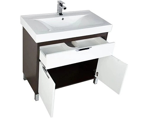 Приобрести Тумба белый/венге 88 см Aquanet Гретта 00177068 в магазине сантехники Santeh-Crystal.ru