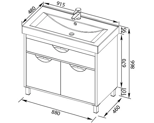 Заказать Тумба белый/светлый дуб 88 см Aquanet Гретта 00177069 в магазине сантехники Santeh-Crystal.ru