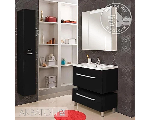 Купить Тумба Мадрид 80 М черный глянец Акватон 1A126801MA950 в магазине сантехники Santeh-Crystal.ru