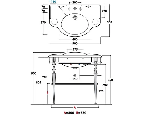 Купить Консоль Globo Paestum PATC56cr в магазине сантехники Santeh-Crystal.ru