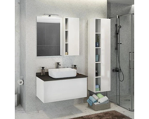 Купить Тумба с раковиной белый глянец 90 см Comforty Милан 00004137131 в магазине сантехники Santeh-Crystal.ru