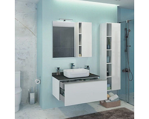 Купить Тумба с раковиной белый глянец 90 см Comforty Милан 00004137131 в магазине сантехники Santeh-Crystal.ru