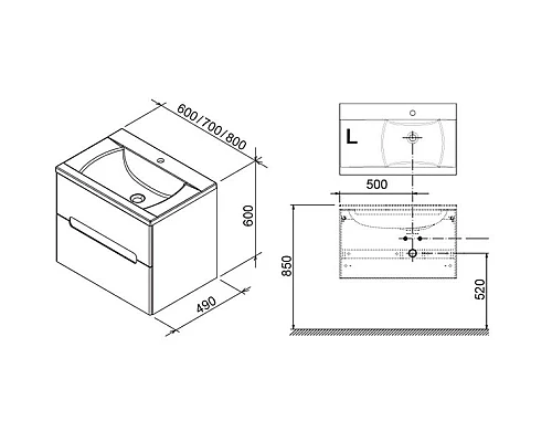 Заказать Тумба 80 см береза/белый глянец Ravak SD Classic II L X000000911 в магазине сантехники Santeh-Crystal.ru
