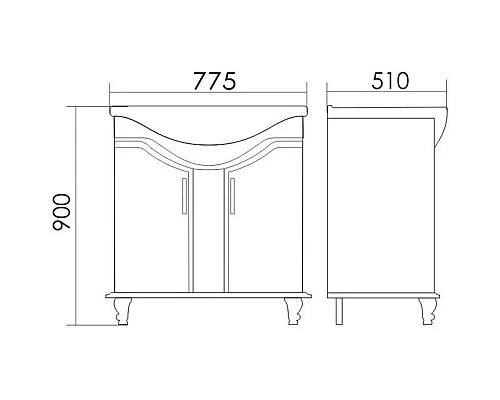 Купить Тумба с раковиной белое дерево медная патина 77,5 см Atoll Барселона в магазине сантехники Santeh-Crystal.ru