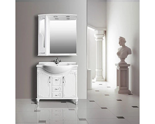 Купить Тумба с раковиной белый глянец 88 см Atoll Барселона в магазине сантехники Santeh-Crystal.ru