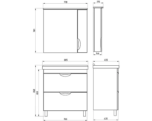 Приобрести Тумба белый 76,6 см ASB-Mebel Миранда в магазине сантехники Santeh-Crystal.ru