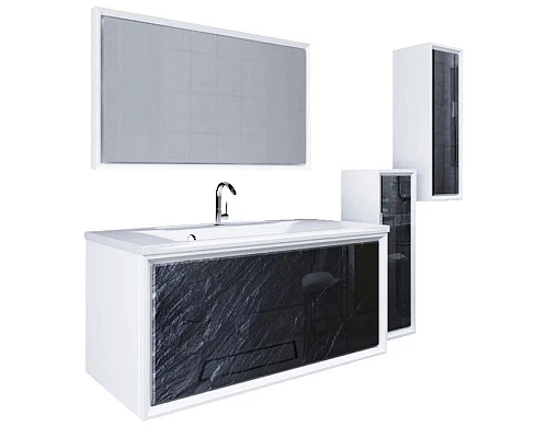 Заказать Тумба черный дикий камень/белый глянец 89 см Marka One Seattle У72809 в магазине сантехники Santeh-Crystal.ru