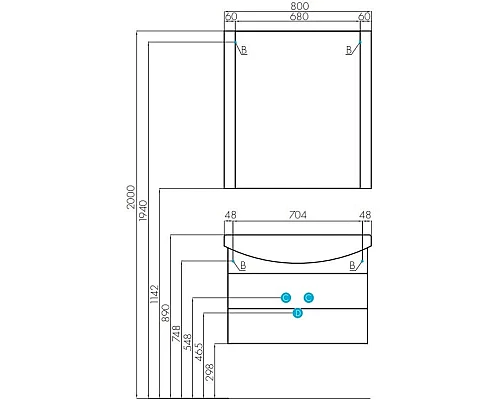 Купить Тумба с раковиной белый 80,5 см Акватон Ария 1A1408K0AA010 в магазине сантехники Santeh-Crystal.ru