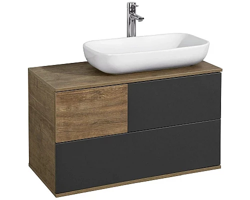 Купить Тумба с раковиной дуб кантри/антрацит 85 см Акватон Терра 1A2472K0TEKA0 в магазине сантехники Santeh-Crystal.ru