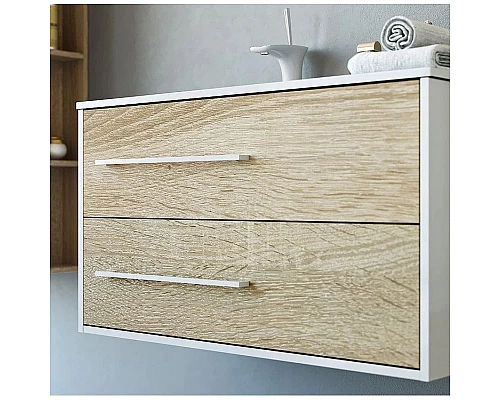 Купить Тумба с раковиной белый глянец/дуб сонома 91,8 см Aqwella 5 Stars Miami SETMai.01.09/L/Mal.09.04.D-L в магазине сантехники Santeh-Crystal.ru