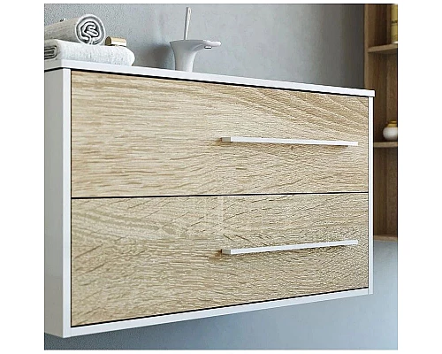 Купить Тумба с раковиной белый глянец/дуб сонома 91,8 см Aqwella 5 Stars Miami SETMai.01.09/R/Mal.09.04.D-R в магазине сантехники Santeh-Crystal.ru