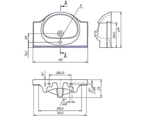 Приобрести Тумба с раковиной белый глянец 79,5 см Bellezza Анкона 4639613190011 + 4690311008985 в магазине сантехники Santeh-Crystal.ru