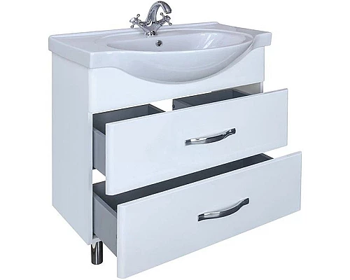 Приобрести Тумба с раковиной белый глянец 79,5 см Bellezza Анкона 4639613110019 + 4690311008985 в магазине сантехники Santeh-Crystal.ru