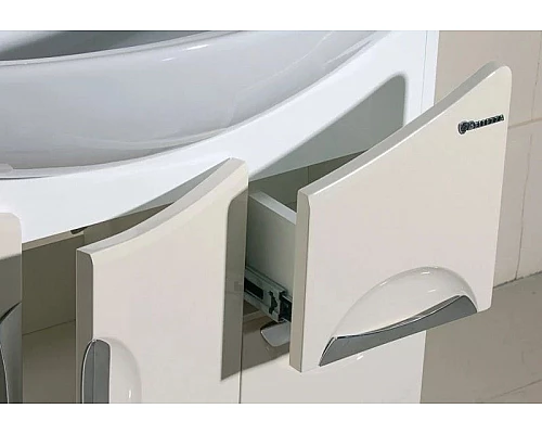 Заказать Тумба с раковиной белый глянец 76 см Bellezza Лагуна 4632112110016 + 4620008197470 в магазине сантехники Santeh-Crystal.ru