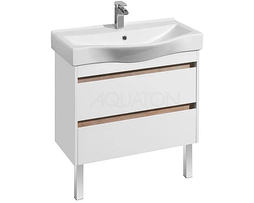 Приобрести Тумба белый глянец/дуб эндгрейн 76 см Акватон Нортон 1A248901NT010 в магазине сантехники Santeh-Crystal.ru