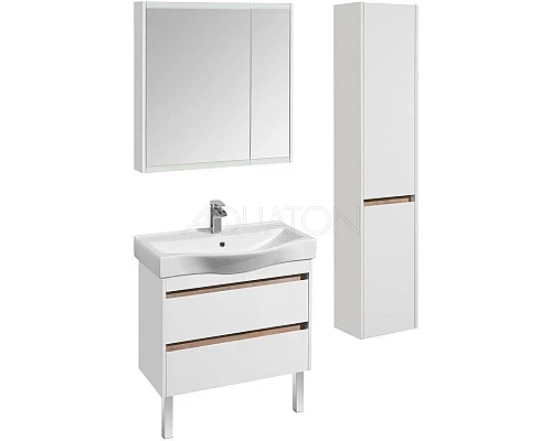 Заказать Тумба с раковиной белый глянец/дуб эндгрейн 80 см Акватон Нортон 1A2489K0NT010 в магазине сантехники Santeh-Crystal.ru