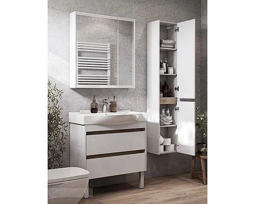 Заказать Тумба с раковиной белый глянец/дуб эндгрейн 80 см Акватон Нортон 1A2489K0NT010 в магазине сантехники Santeh-Crystal.ru