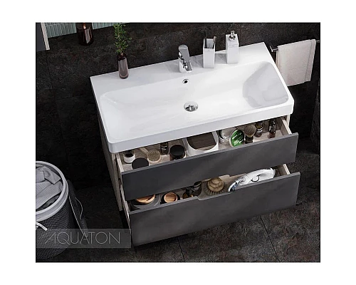 Приобрести Тумба грей/дуб ойстер 88,2 см Акватон Оливия 1A254401OLUG0 в магазине сантехники Santeh-Crystal.ru