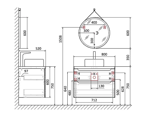 Заказать Тумба белый глянец 80 см Jorno Wood Wood.01.80/P/W + Wood.06.80/DW в магазине сантехники Santeh-Crystal.ru