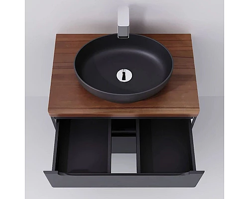 Купить Тумба серый матовый 80 см Jorno Wood Wood.01.80/P/GR + Wood.06.80/DW в магазине сантехники Santeh-Crystal.ru