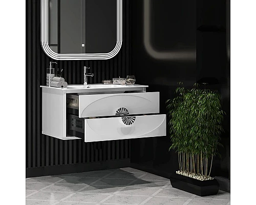 Заказать Тумба с раковиной белый глянец/хром 91 см Opadiris Ибица в магазине сантехники Santeh-Crystal.ru