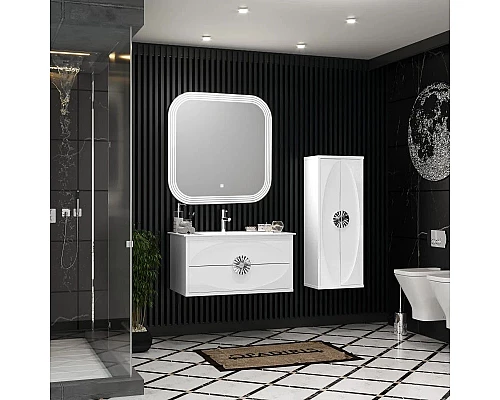 Заказать Тумба с раковиной белый глянец/хром 91 см Opadiris Ибица в магазине сантехники Santeh-Crystal.ru